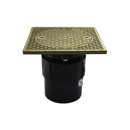 Jones Stephens 3in. x 4in. ABS Pipe Fit Base Cleanout with 3-1/2in. Plastic Spud and 7in. Nickel Bronze Cover C59057